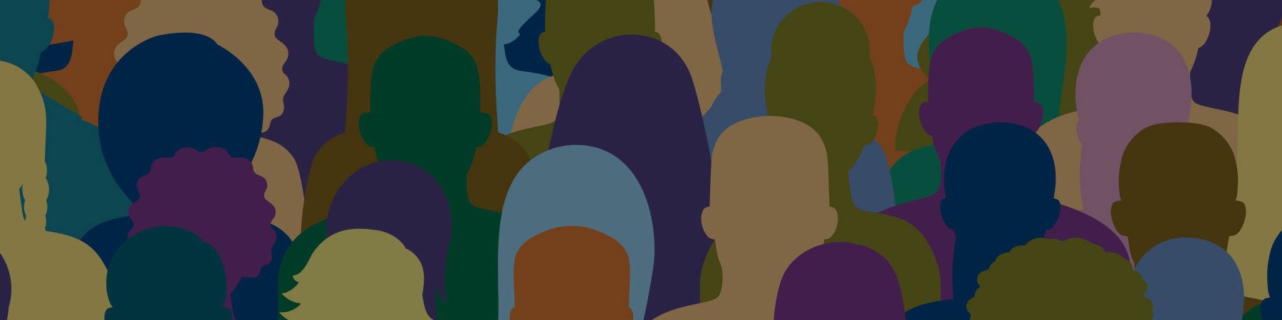 Abstract background with profile shapes of different people